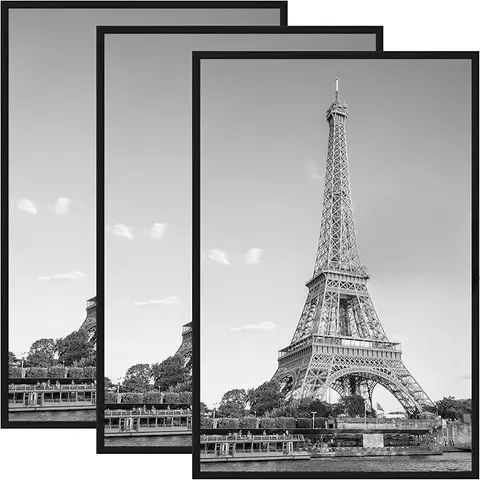 16x24 Picture Frame 3 Pack , Easy Slide-In Assembly, Black, Gallery Wall 16 x 24 Picture Frames Set for Family, Wedding, Christmas, Easy to Change Photos