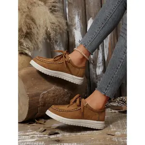 Women’s autumn lace-up casual shoes, lightweight walking shoes, stylish and durable design, soft suede leather, plus-size walking shoes