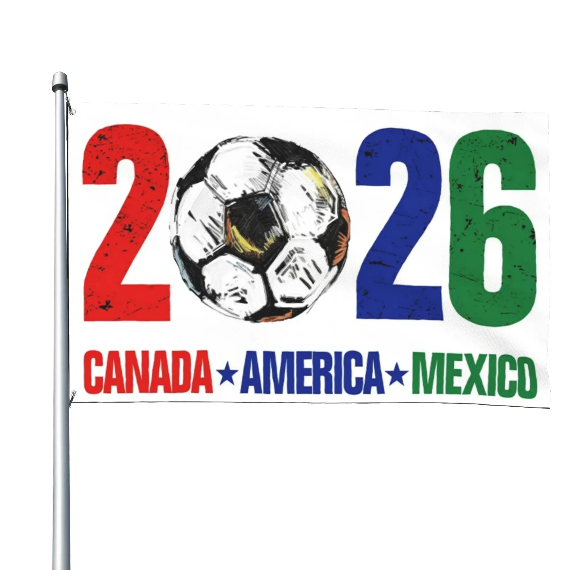 2026 North America Soccer Tournament Flag - Tri-Country United Fans Premium Souvenir Banner, Artistic Translucent Print, Fade Resistant Heavy-Duty Polyester, Brass Grommets, Indoor Outdoor Hanging Watch Party Decor, Teenager Gift (2x3/3x5/4x6/5x8 FT)