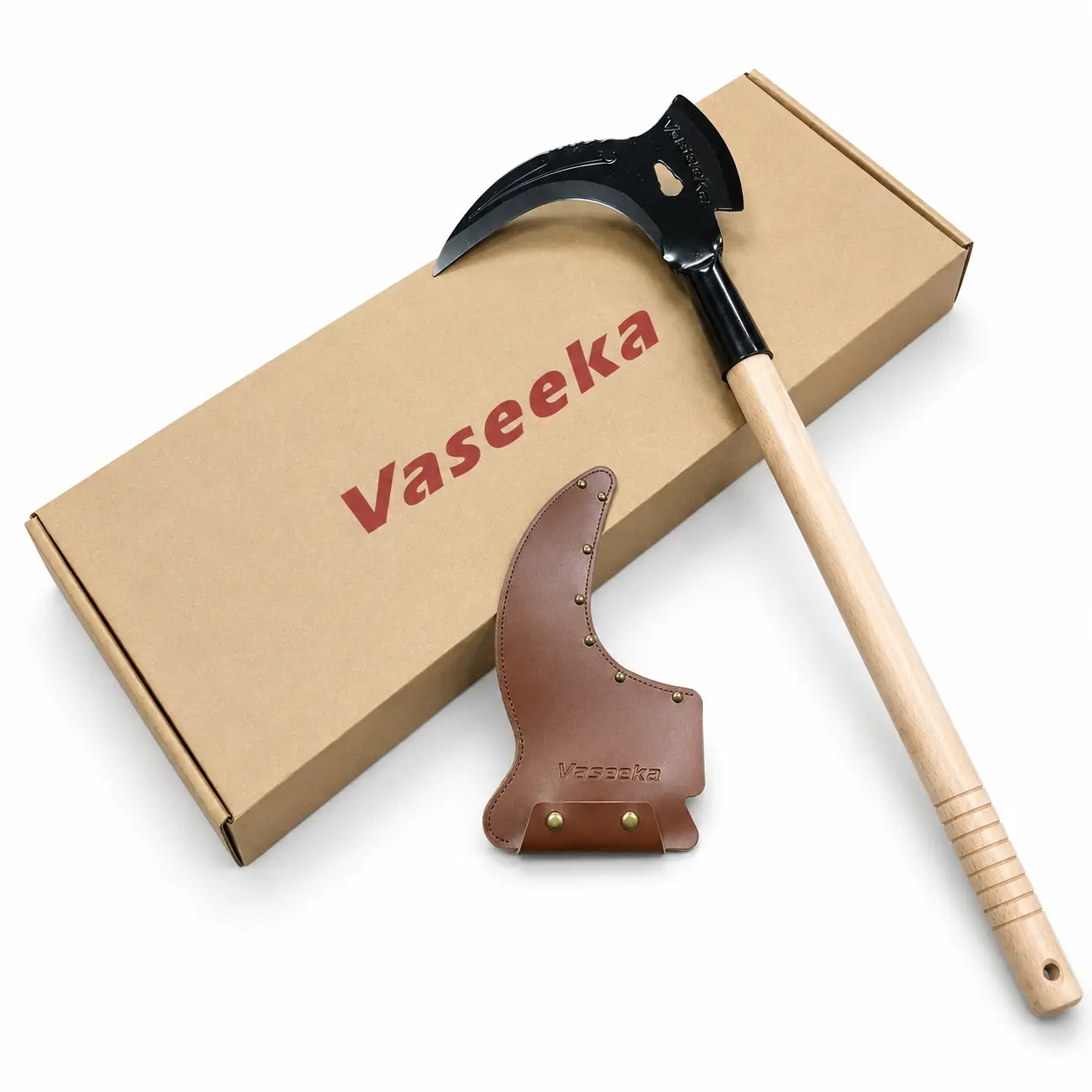 Vaseeka 2-in-1 Heavy-Duty Manganese Steel Garden Pruning Tool, 20-in Wood Handle Cutter for Weeding, Branch Cutting & Outdoor Lawn Maintenance Tasks