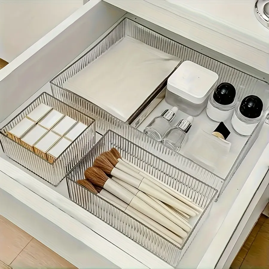 Transparent Acrylic Cosmetic Storage Box Set, clear storage box, Makeup Tray, 5/7 Pieces, Suitable for Makeup Desk, Lipstick, Eyeshadow, Skincare, Home Use, Makeup Organizer Box