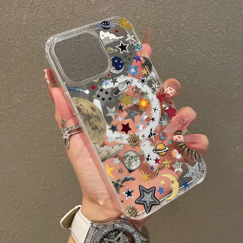 Soft Case for iPhone11/12/13/14/15/16/promax, Galactic Starry Night Sky Compatible,Aesthetic Pattern Design Lightweight,AntiScratch,and Trendy