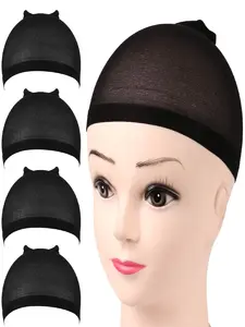 4 Pcs（2Pack）Wig Cap, Nylon Wig Caps, Stocking Wig Caps for Women (Black）