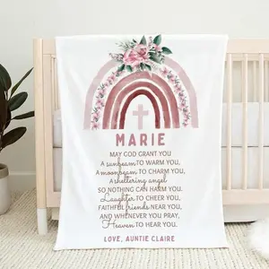 Watercolor Floral Goddaughter Blanket: Baptism Gift