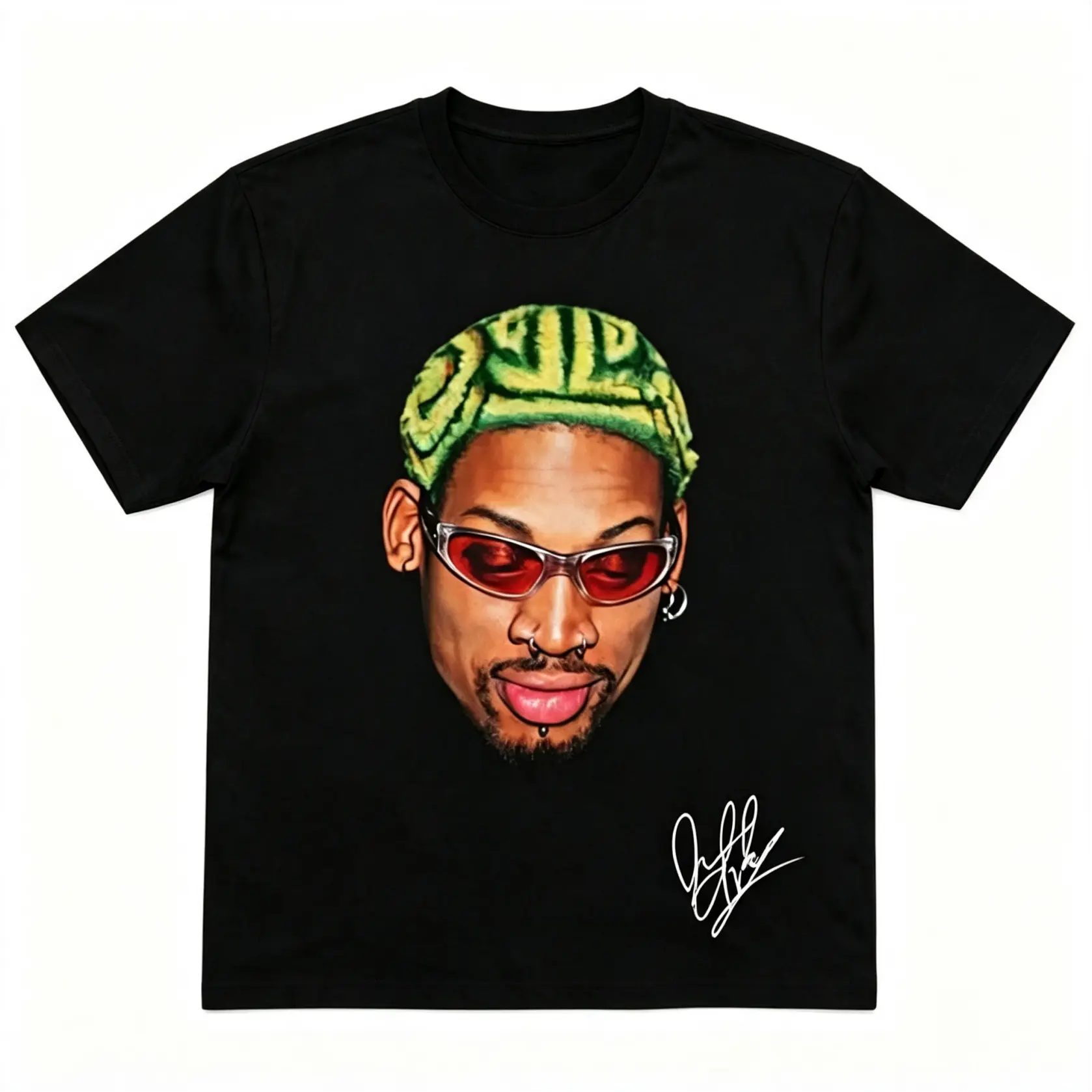 Men's Short-Sleeve Dennis Zig Zag Green Hair 90's Hollywood Vintage Design Menswear T-Shirt Top