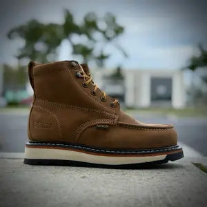 Men’s work boots 6” height moc toe full grain leather dual some made in Mexico 714 Crazy Brown