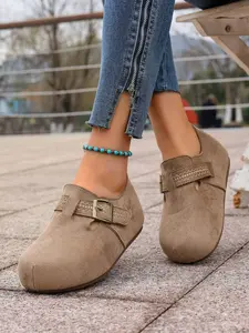 Women's Velour Bunion Shoe Square Buckle Casual Shoes, New Arrival Multi-Color Student Versatile Retro Single Shoe