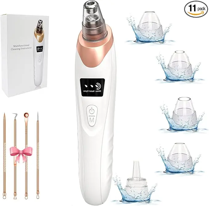 Advanced 5-in-1 Blackhead Vacuum with 5 Suction Levels - USB Rechargeable Facial Cleansing Device for Professional Pore Care