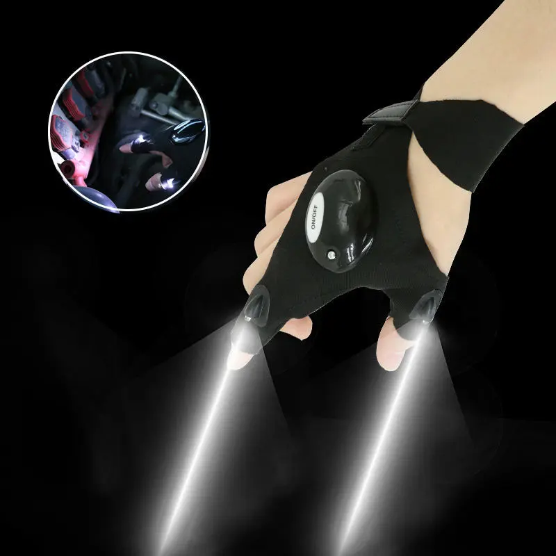 LED Rechargeable Flashlights Gloves, 1 Count/1 Pair Lighted Outdoor Sports Gloves, Suitable for Fishing, Camping, Hiking and Survival Rescue, Travel Accessories, Fishing Lights, Fishing Accessory, Fishing Gear, Tactical Flashlights
