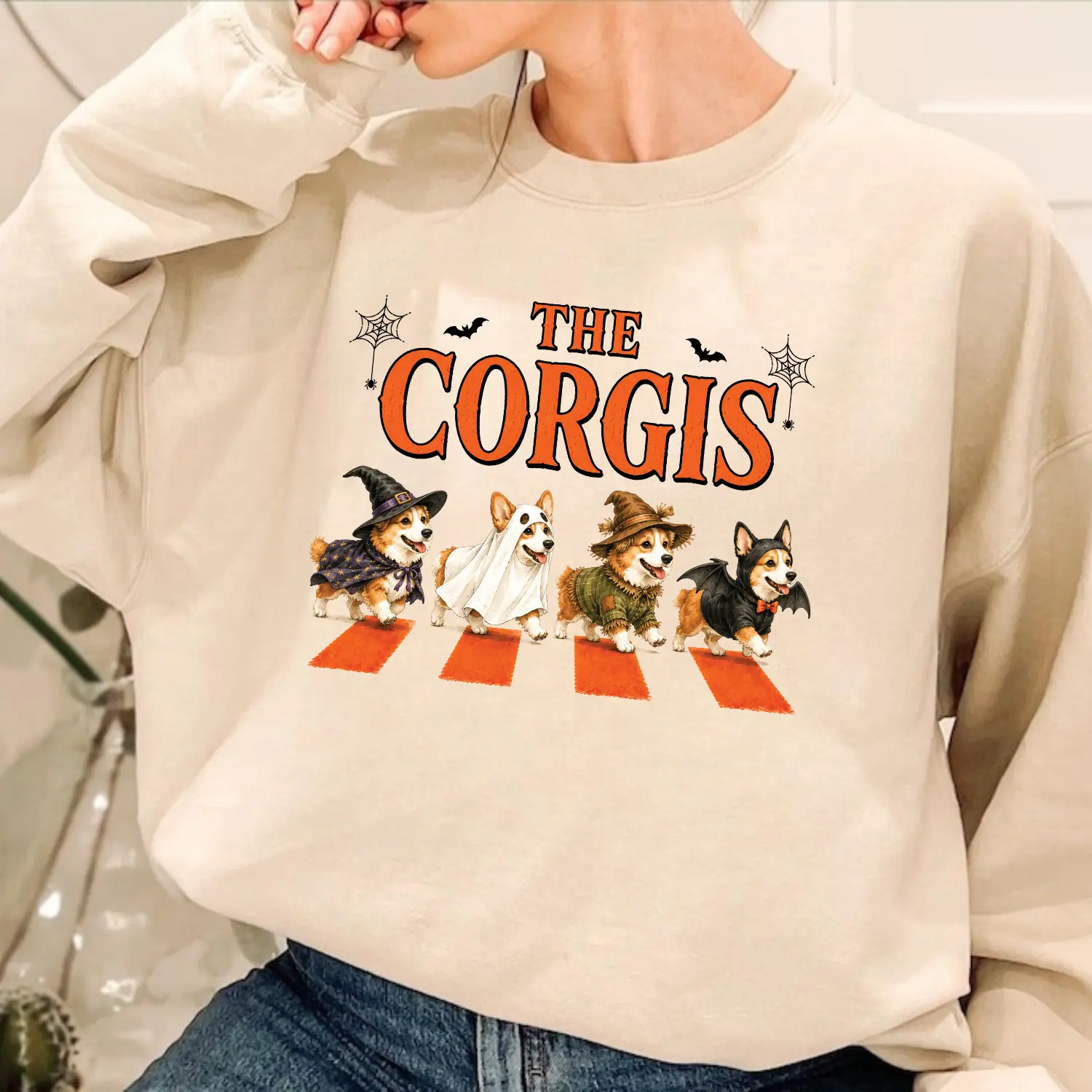 Corgi Halloween Sweatshirt, Cute Corgi Crewneck, Funny Dog Graphic Pullover, Women's Fall Sweatshirt, Cozy Halloween Outfit