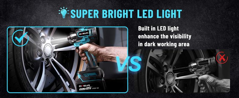 GEVEELIFE 700Nm 3 in 1 Brushless Impact Wrench 1/2" Cordless 3300RPM, 2×4.0Ah Batteries, 6 Sockets Car DIY Furniture Lawn Mower Blue Toolbox GEVEELIFE 700Nm 3 in 1 Brushless Impact Wrench 1/2" Cordless 3300RPM, 2×4.0Ah Batteries, 6 Sockets Car DIY Furniture Lawn Mower Blue Toolbox
