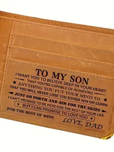 Gift for Son, High-End Leather Card Wallet Suitable for Dad/mom/son, Men's Wallet, Genuine Leather Wallet, Birthday Christmas Thanksgiving Holiday Gift