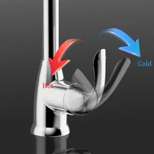 Stainless Steel Kitchen Faucet Hot Cold Dual Control Anti-Splash Mixer Tap for Home Sink