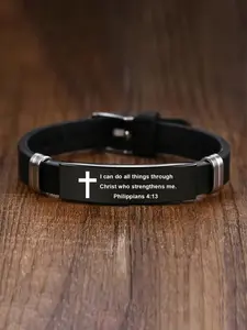 Bible Faith Bracelet, Bible Verse Bracelet, Fashionable Cross Design Bracelet for Men & Women, Trendy All-match & Exquisite Jewelry for Birthday Gift