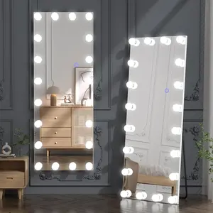 Modern Open White 119-LED Full Body Standing Mirror, Adjustable Lighting Furniture, Bathroom Decor Accessory, Modern Mirror