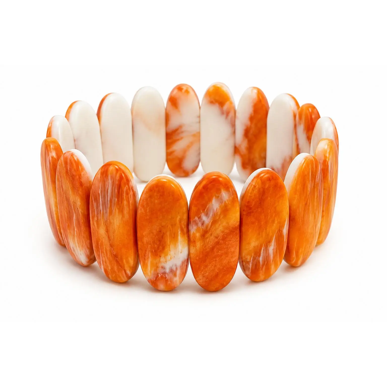 Spiny Orange Oyster Shell Stretchy Bracelet