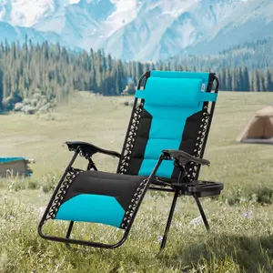 【28" Wide Seat】PHI VILLA XXL Oversized Folding Padded Zero Gravity Chair, Foldable Patio Recliner, Anti Gravity Design, Set of 2, Supports 400 LBS