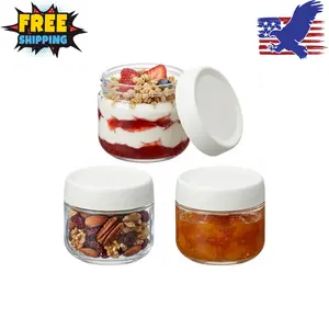 3 Pack Overnight Oats Containers with Lids, 10oz Glass Jar with Screw Lid