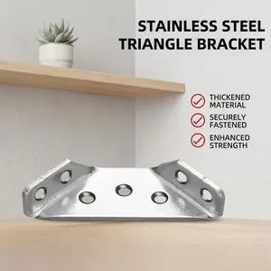 Stainless Steel L-Shaped & Three-Sided Angle Brackets, Multifunctional Fixed Reinforcement Corner Support, Universal Thickened Anti-Rust Angle Iron Connector for Wood Furniture & Building Installation