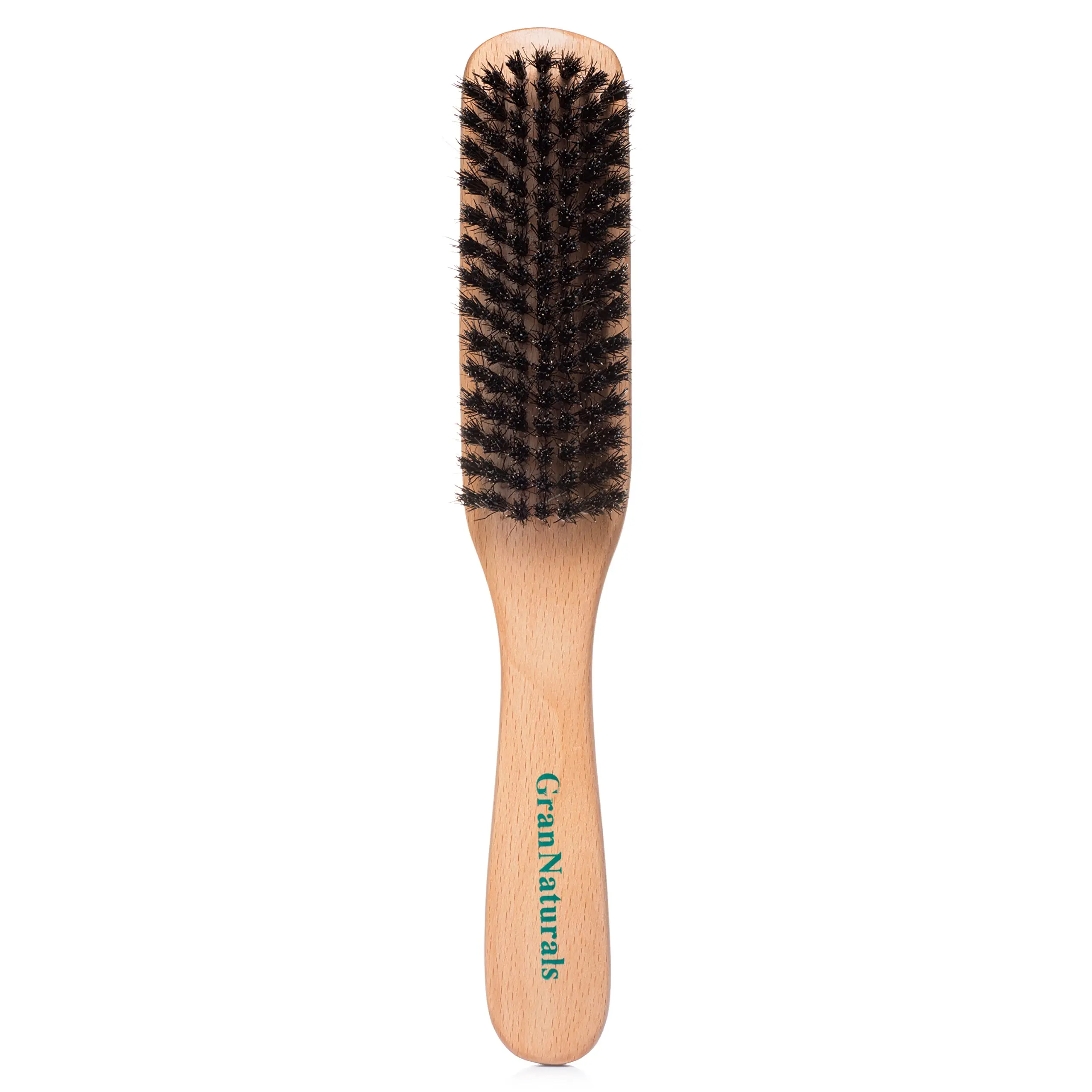 GranNaturals Boar Bristle Slick Back Hair Brush - Large Soft/Medium Smoothing Hairbrush to Style, Polish, & Lay Hair Down Flat to Create a Sleek Frizz Free Hairstyle for Women and Men