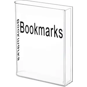 Book Shaped Bookmark Holders  Office Desk Bookmark Holder Ornaments  for Friends Decor Personalized Gifts Storage Box for Bookmark (Transparent)