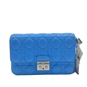 Pre-owned Dior FRANCE Crossbody Bags H1 Miss Blue Rattan Plaid Chain Mouth Bag H21489