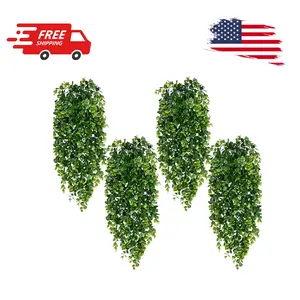 4Pcs Fake Hanging Plants 2.7ft Fake Plants Eucalyptus Leaves UV Resistant Fake