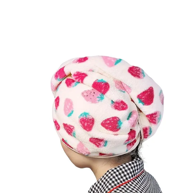 Hair Towel Wrap, Cute Strawberry Pattern Hair Drying Towel, Summer Water Absorbent Hair Towel for Women & Girls, Bathroom Gadgets, Bathroom Accessorie