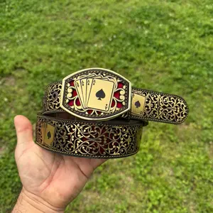 Western Belt Cinto Poker De Aces Oro
