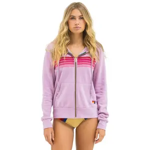 5 STRIPE HOODIE - MAUVE // PINK