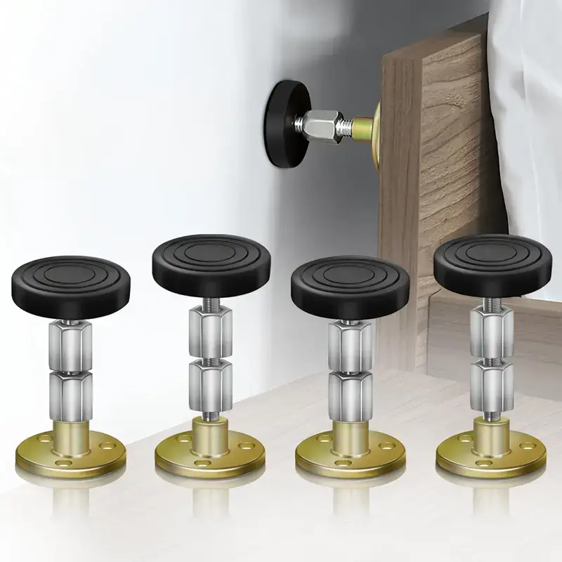 4-Count Adjustable Threaded Bed Frame Anti-Shake Fixer Tools, 30mm to 90mm Drywall Door Stops with Easy Installation & Flexible Adjustment, Hardware Fasteners for Beds, Cabinets