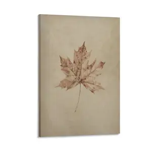 Vintage Fall Leaf Canvas Wall Art Beige Maple Leaf Farmhouse Plant Landscape Poster Canvas Poster Bedroom Decor Sports Landscape Office Room Decor Gift Frames Ornaments Artistic Decoration