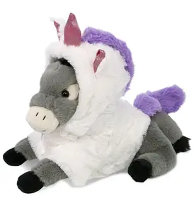 DOLLIBU Super-Soft Polyester Plushies - 9in Laying Donkey Unicorn Stuffed Toy, Removable Coat, Suitable for Ages 0+