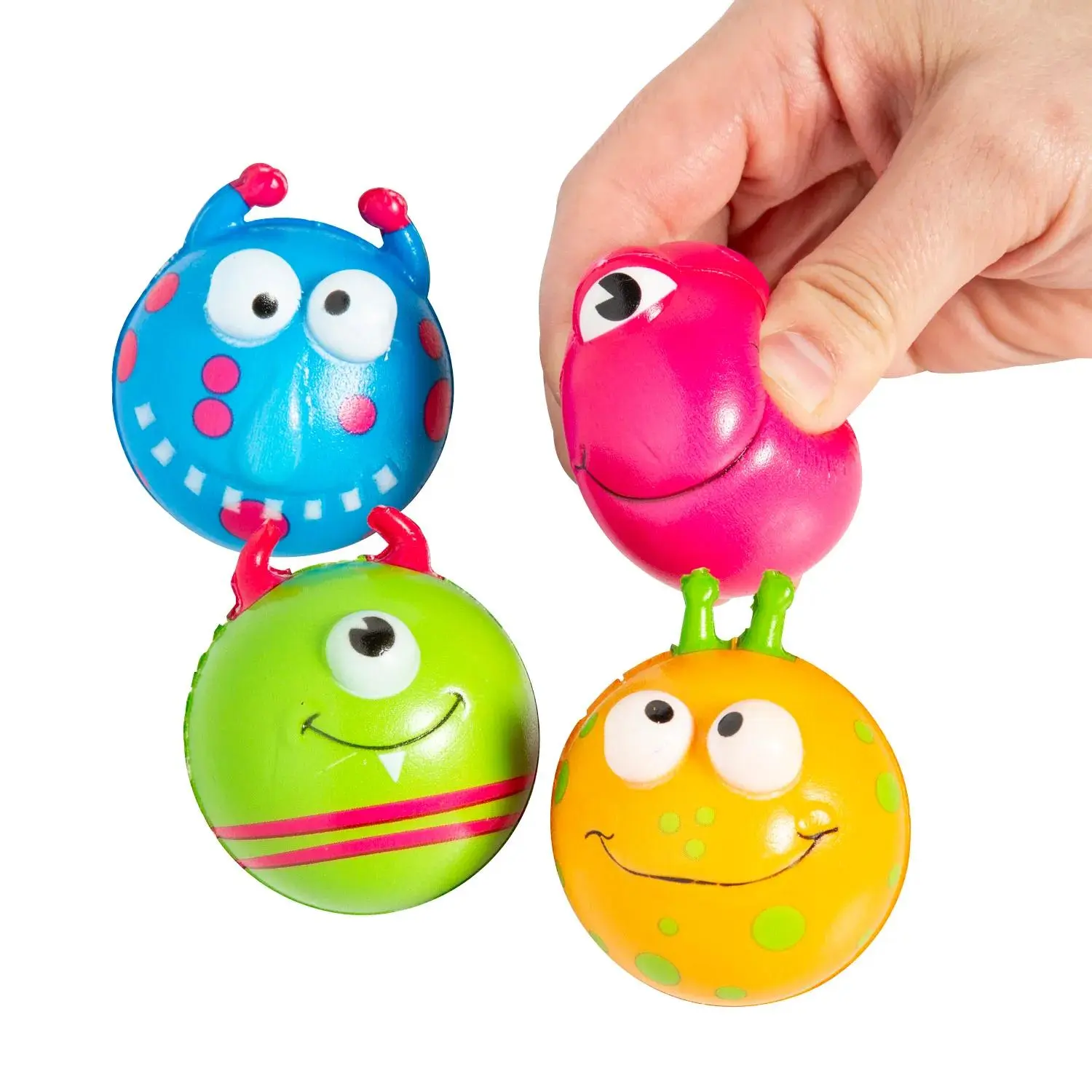 2" Mini Monster Character Bright Colors & Patterns Stress Balls - 12 Pc.