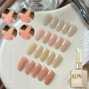 XEIJAYI 15ml Trendy Icy Nude Pink Series, 4 Colors Available, Gel Nail Polish, Stylish LED Glossy Nail Art, Salon Nail Art Tools for Women, Fashionable Solid Color Nail Gel, Salon Solid Color Art