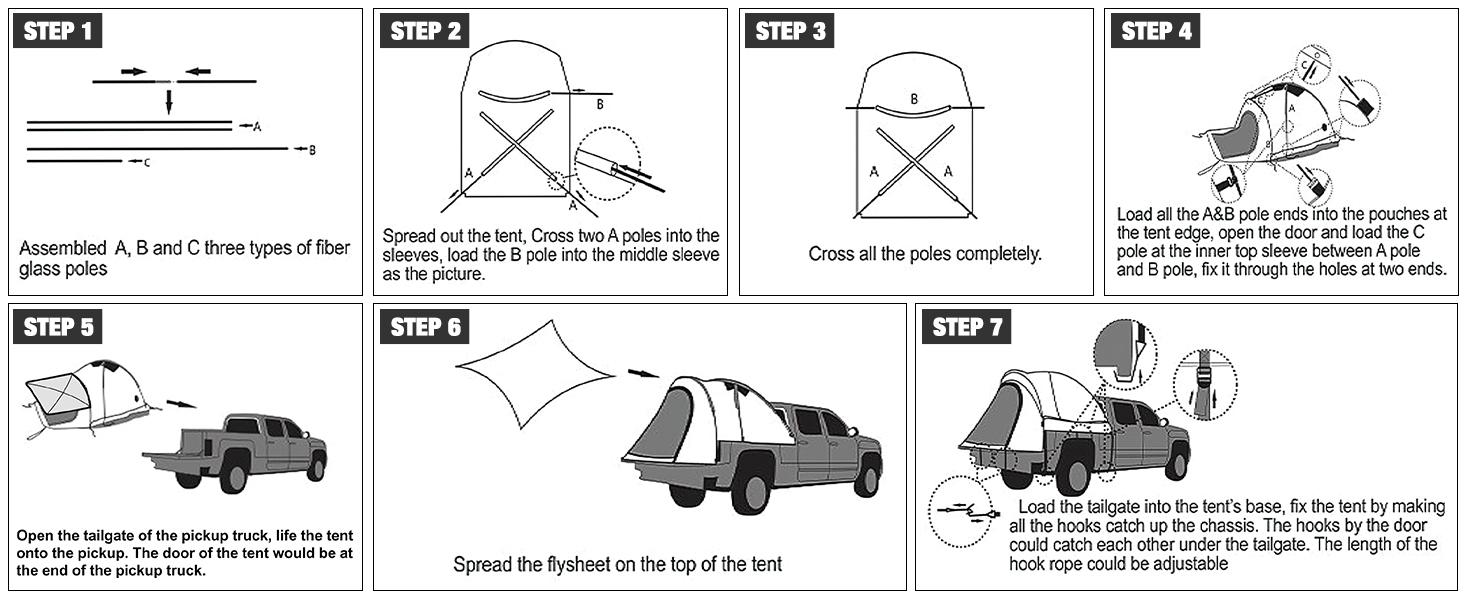 Nilight Truck Bed Tent 5.2-5.8 FT Pickup Tents with Rainfly Waterproof PU2000mm Double Layer Tent for Truck 2-Person Portable Full Size Short Tailgate Bed Tent for Camping Outdoor Travel, Orange Grey drone 600