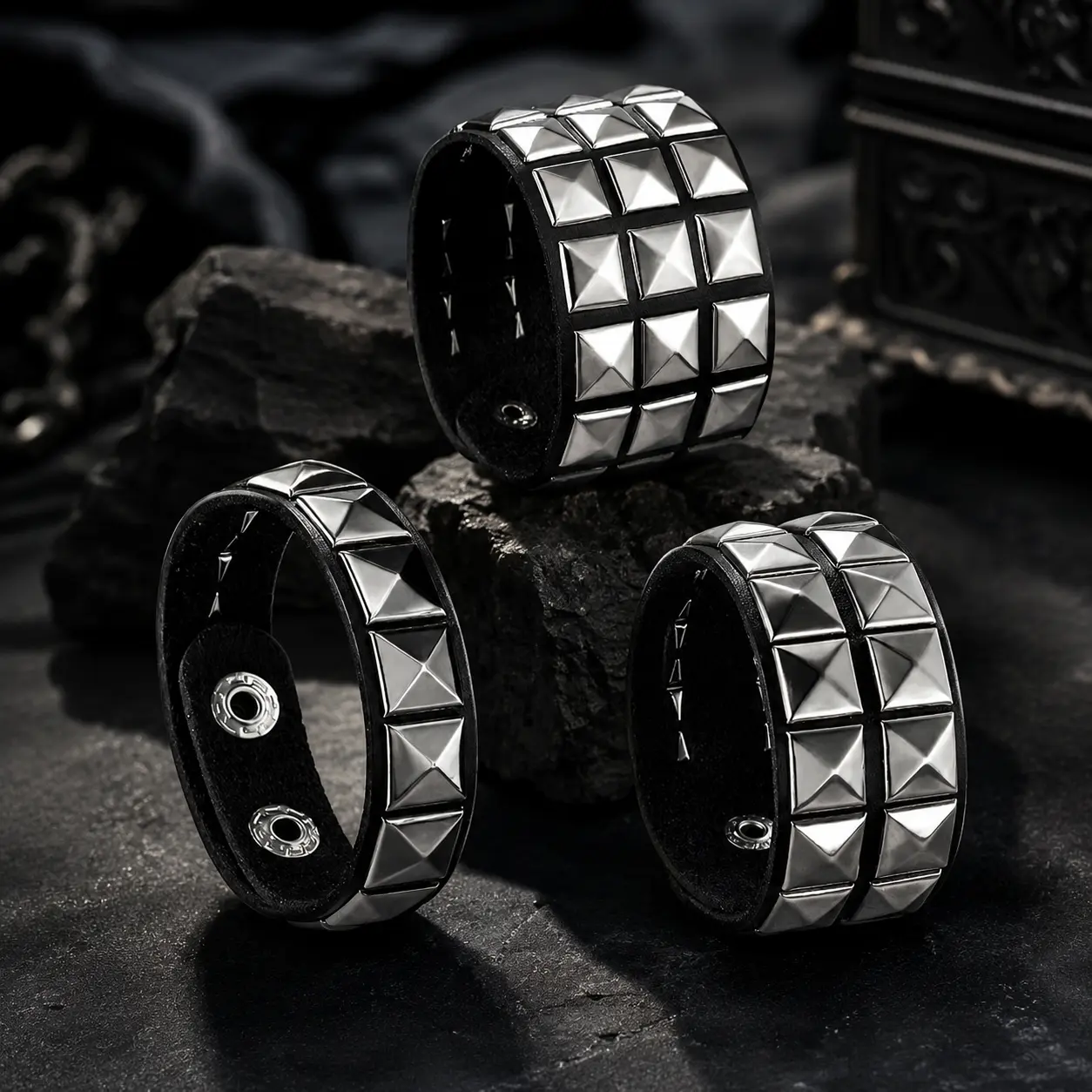 3 Pieces Studded Bracelet, Punk Bracelet, Spiked Bracelets, Emo Bracelets, Goth Bracelets, Gothic Bracelet, Studded Arm Band for Men Women
