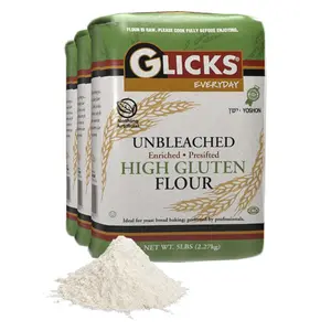 Glicks Unbleached High Gluten Flour 3x5lb 15 Pounds Enriched Presifted Kosher No Preservatives Ideal for Yeast Bread Baking