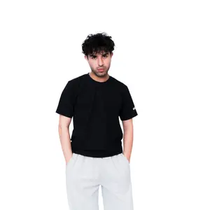 Odn. Unisex Regular-Fit T-Shirt - Black, 95% Cotton & 5% Spandex, Short Sleeve, Crew Neck, Casual, Machine Washable, Durable Fabric - Top, Soft Breathable Crewneck Plain Menswear