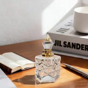 Premium Crystal & Metal Empty Perfume Bottles with Dropper, Refillable Clear Fragrance Vial for Women & Men, Portabe Glass Essential Oil Container for Travel | Bright High-End | Perfect for Daily Storage, Vanity Decor, Mother's Day & Anniversary Gifts