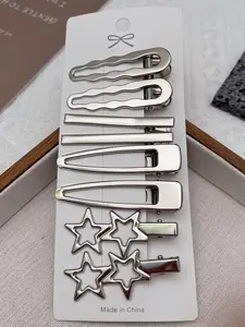 Star & Geometric Design Hair Clip Set, Super Cute Fashionable Hair Accessories for Women & Girls, Simple & Elegant Daily Wear Clips, Decorative Hair Clips