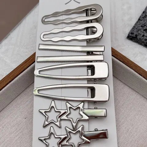 【Black Friday】Star & Geometric Design Hair Clip Set, Super Cute Fashionable Hair Accessories for Women & Girls, Simple & Elegant Daily Wear Clips, Decorative Hair Clips