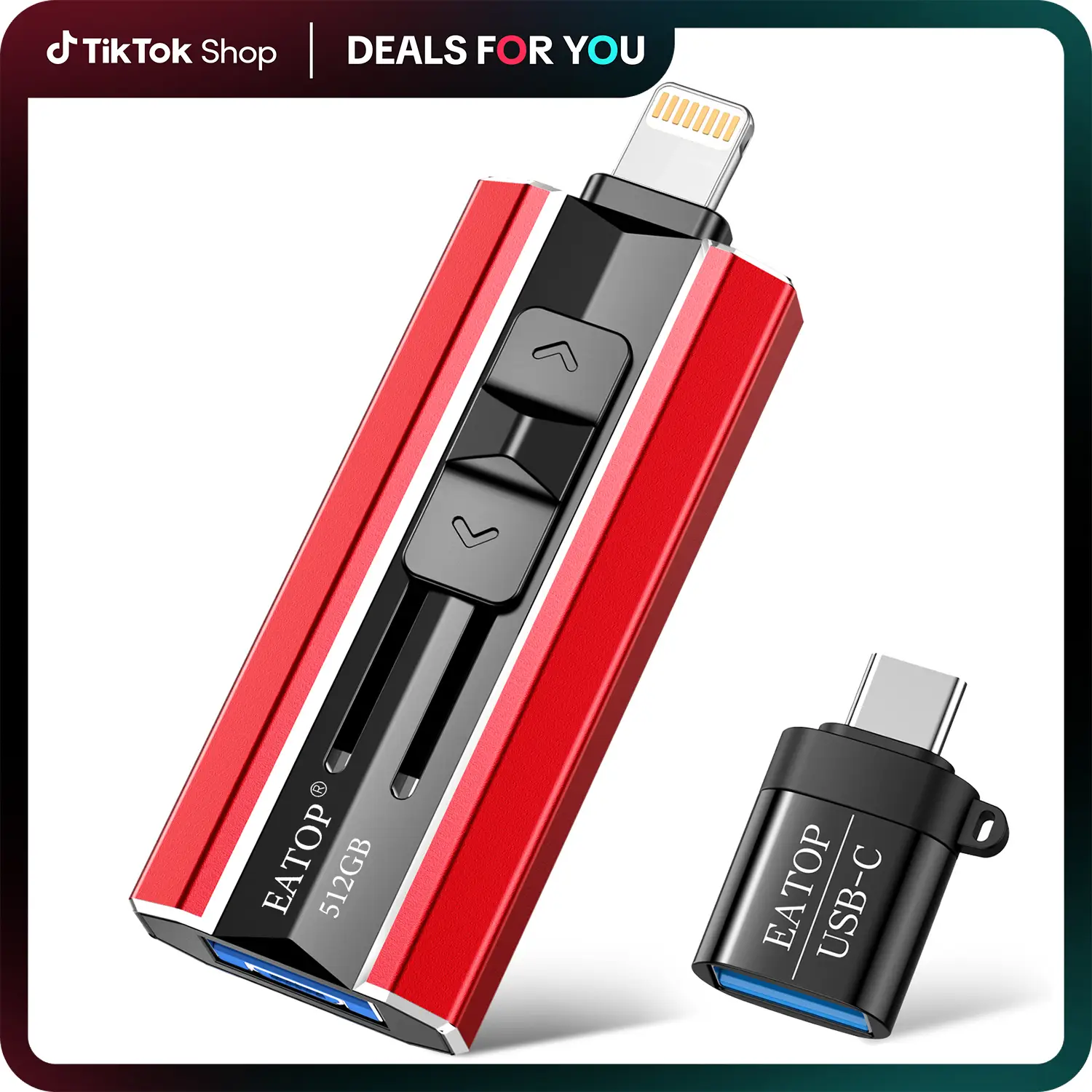 EATOP USB Flash Drive Intended for iPhone iPad, Memory Stick Storage for Photos and Videos Backup, Compatible with iPhone iPad Android PC, Plug and Pl