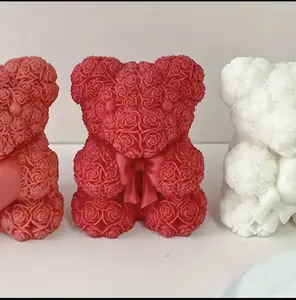Flower Bear Valentine's Day Candle - Soy Wax, Cozy Aroma, 3h+, Non-Toxic, Ideal for Decorative Use, Gift-Worthy - Ornaments