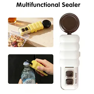 1Pcs Portable Snack Bag Sealer & Bottle Opener - 2-In-1 Mini Sealer for Picnics and Travel, Manual Plastic Sealing Machine, Magic Tool for Resealing Chips, Kitchen Gadgets, Kitchen Accessories