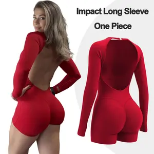 GYMER Impact Long Sleeve One Piece Unitard Fitness Gym Bralette Soft Workout Activewear Womenswear