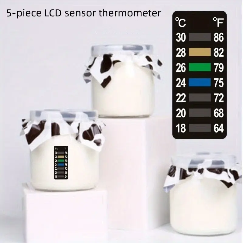 5-Piece LCD Sensor Thermometer Set, Color-Changing, Ideal for Measuring Indoor Water Temperature, Accurate & Reliable