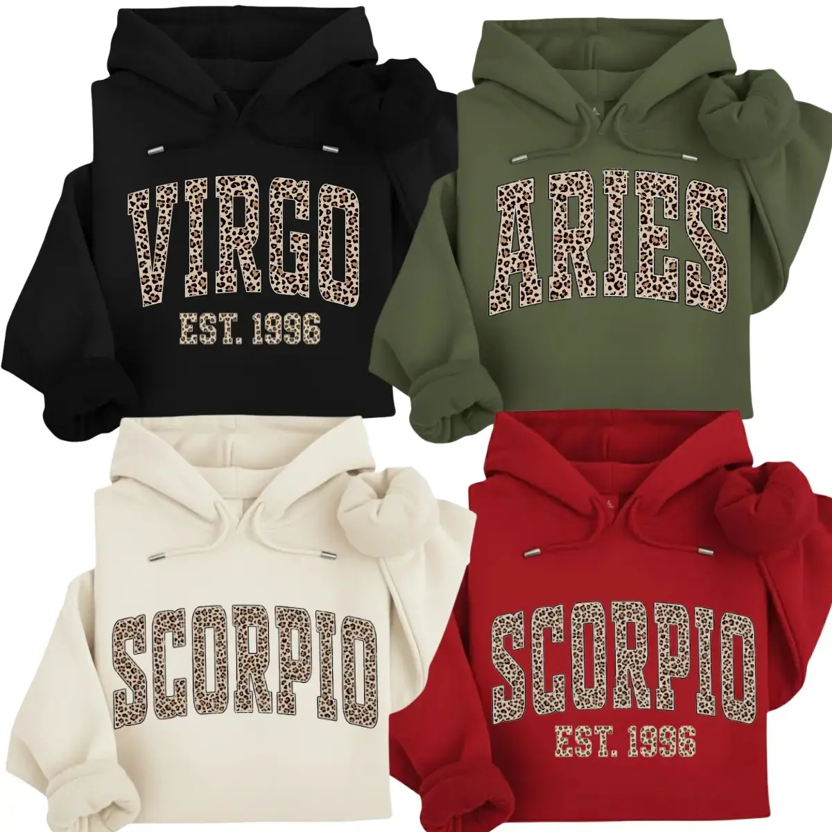[LEAVE A NOTE OR NOT EST YEAR] Full 12 Minimalist Zodiac Hoodie – Astrology Sign “EST.” Year Sweatshirt for Men and Women, Minimalist Unisex Pullover, Perfect Horoscope Gift for Zodiac Lovers-DPCLICK