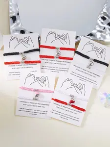 Magnetic Heart Charm Braided Bracelet, Heart Shaped Bracelet, Fashionable Hand Jewelry for Women & Men, Trendy All-match & Exquisite Jewelry for Birthday Gift