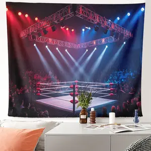 1pc Dynamic Lighting Fabric Mural Wall Hanging for Dorm Room, Home Office, Entrance, Ceiling, Reading Nook, Durable Washable Wrestling Ring Tapestry Art.